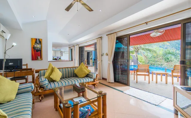 Poolside lounge area with outdoor seating